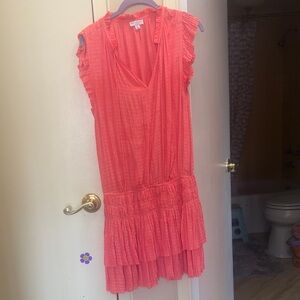 Current Air Coral Pink Tiered Mini Dress